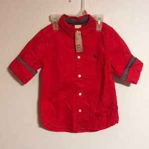 H&M Boys Red Button Down Shirt